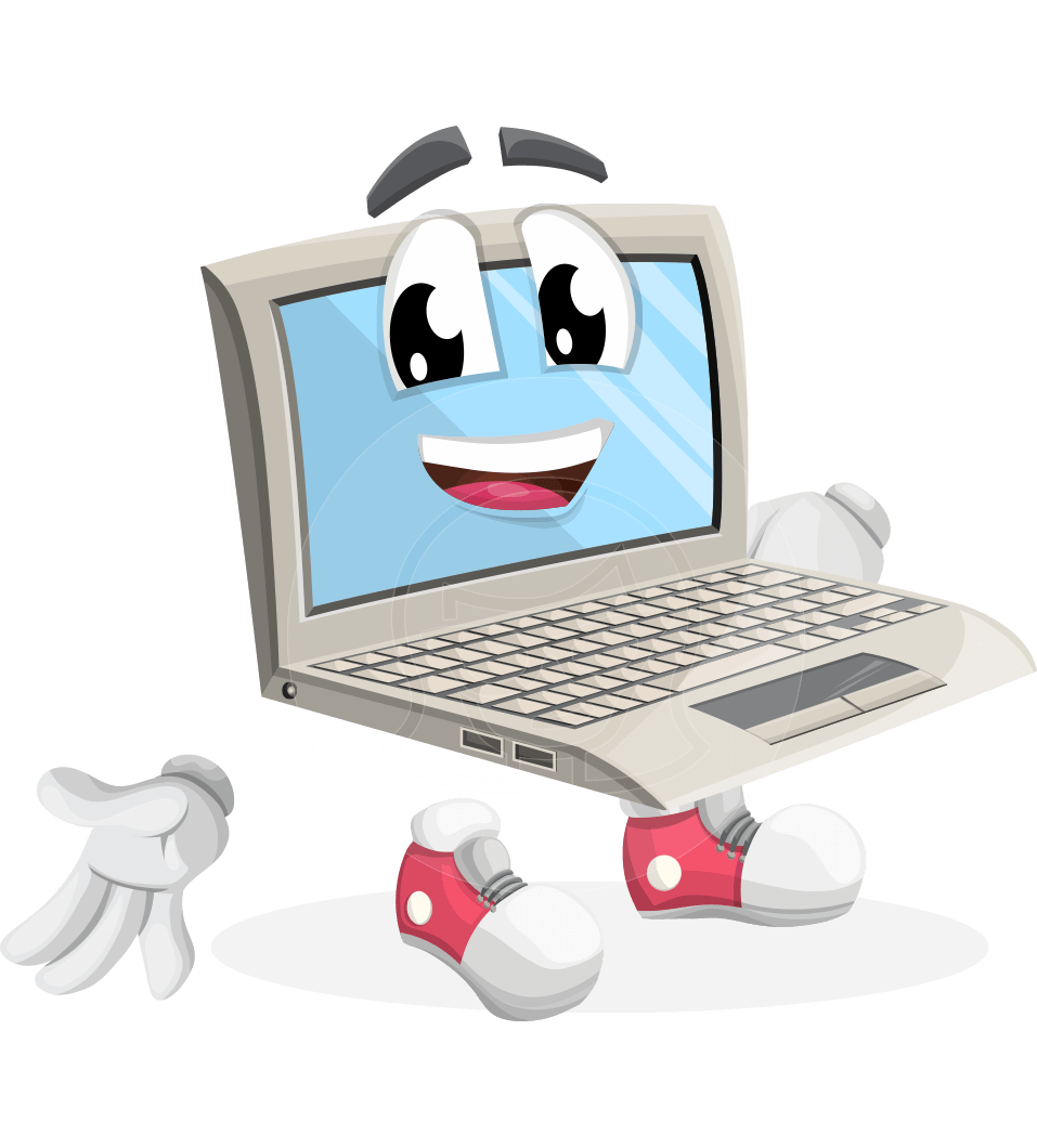 Laptop Cartoon Vector Character AKA E-than Lapton - the Expert Laptop